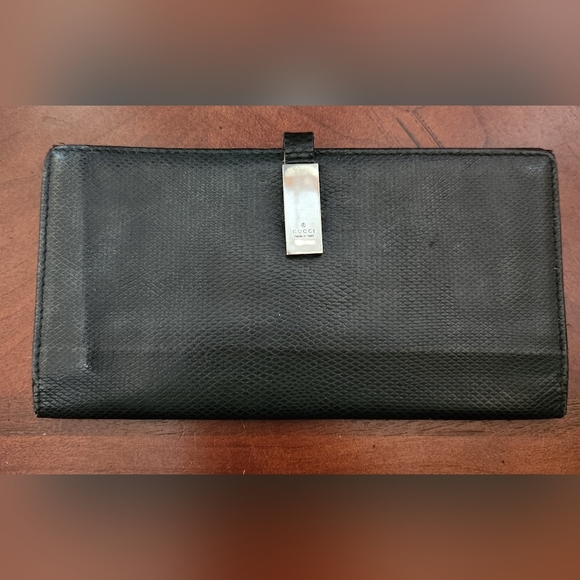 Gucci Vintage Black Snake Skin Continental Wallet - Picture 1 of 8